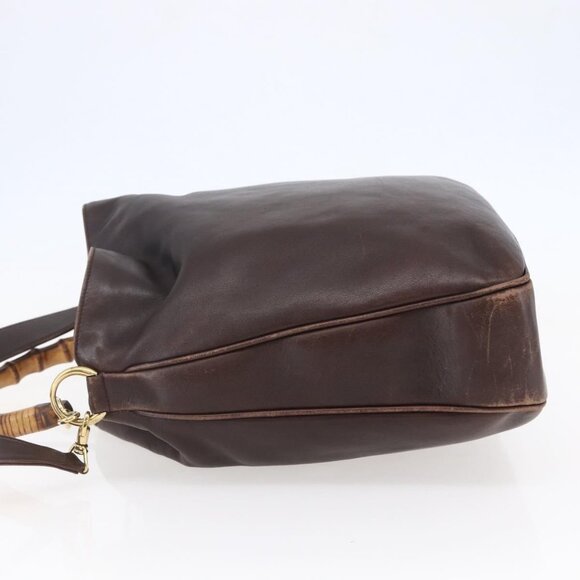 GUCCI Bamboo Shoulder Bag Leather 2way Brown Auth - Picture 5 of 16